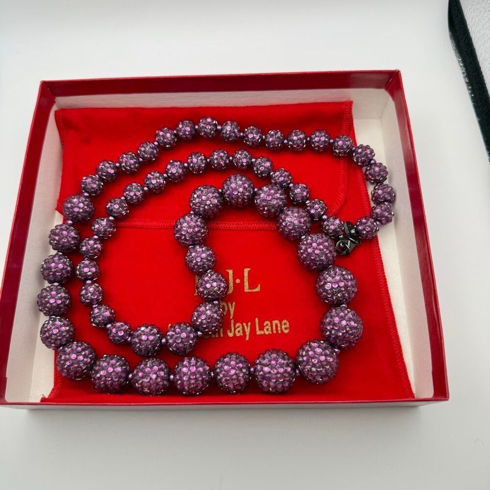 Kenneth Jay Lane Vintage Signed Sparkly Purple Beaded Necklace New — image 3 of 4